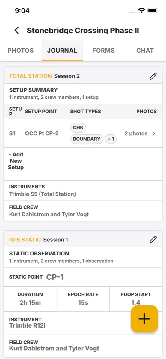 ZiaMap Field Journal on a phone